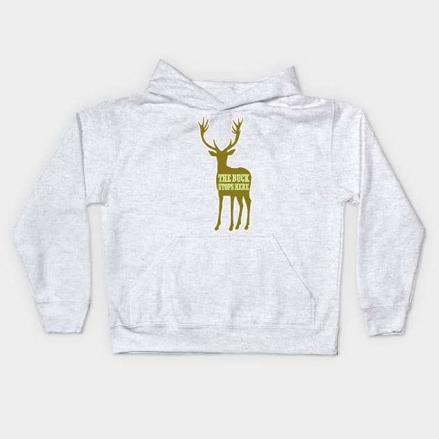 The Buck Stops Here Deer Stag Holiday Christmas Nature Kids Hoodie by Grassroots Green